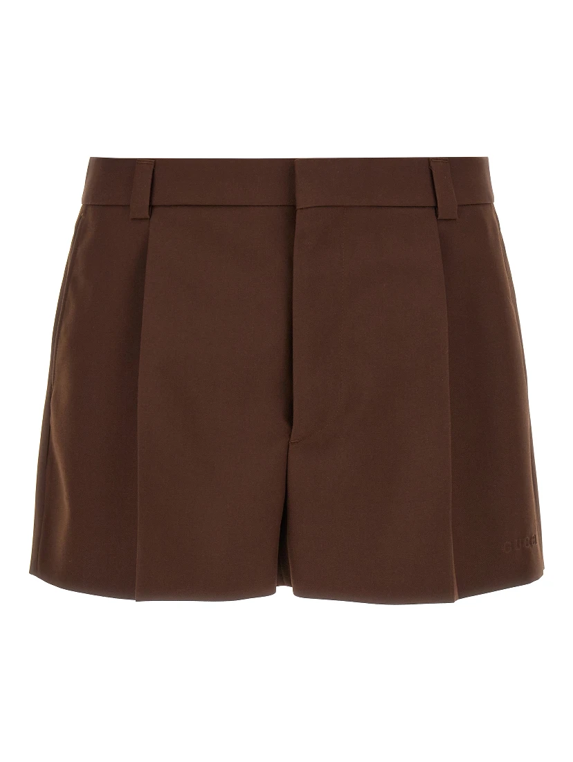 Brown Wool Bermuda Shorts