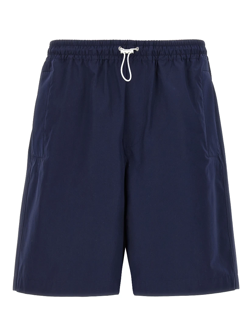 Blue Cotton Bermuda Shorts
