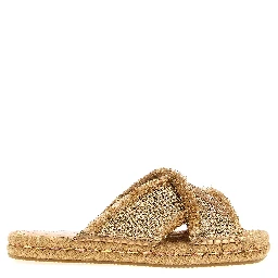 Gold Textile Slides