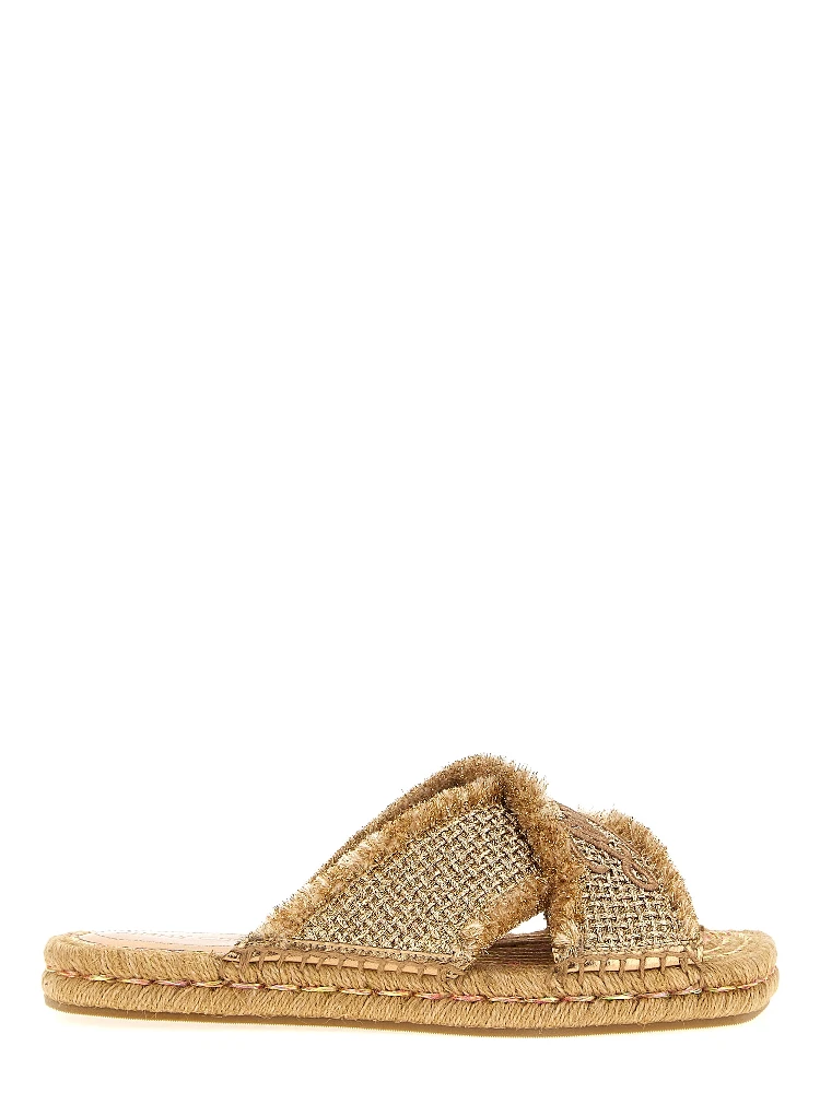 Gold Textile Slides