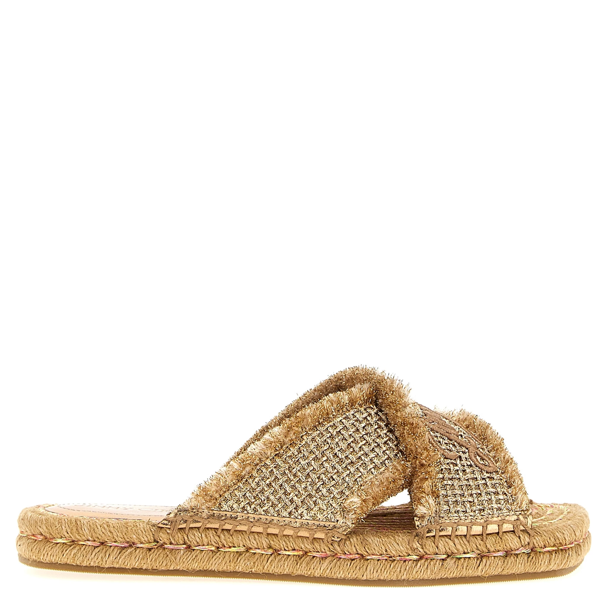 Gold Textile Slides