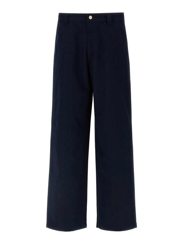 Blue Cotton Casual Pants