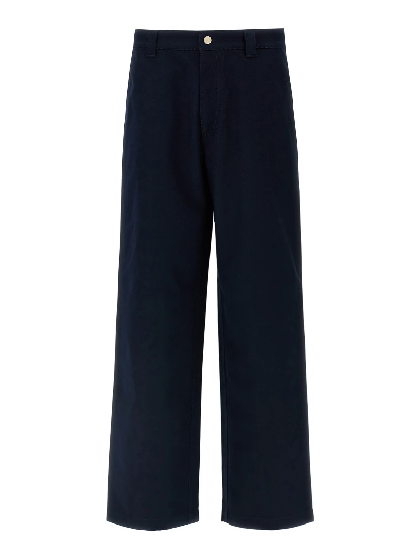 Blue Cotton Casual Pants