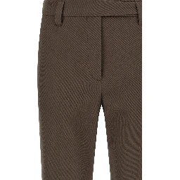 Brown Cotton Casual Pants