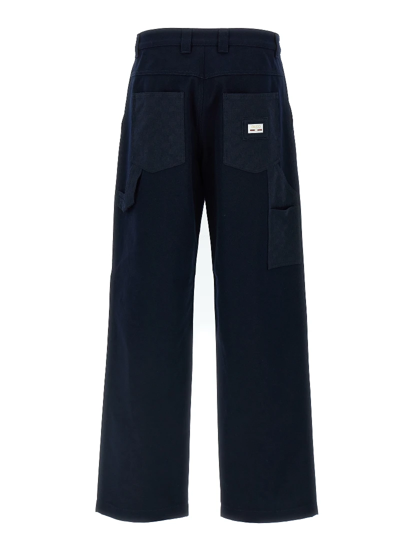 Blue Cotton Casual Pants