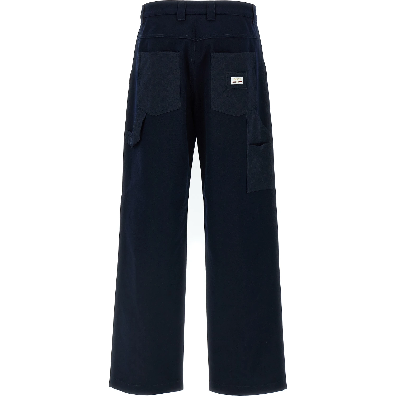 Blue Cotton Casual Pants