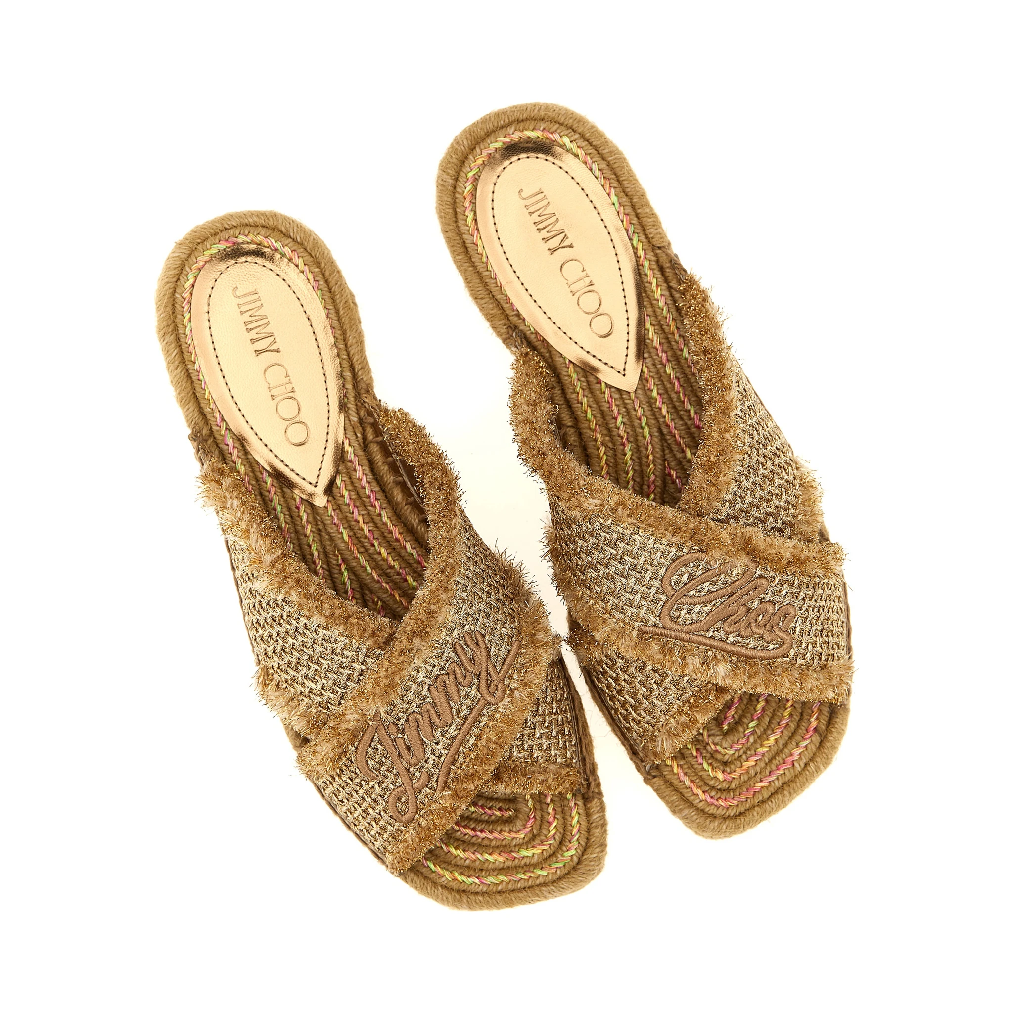 Gold Textile Slides