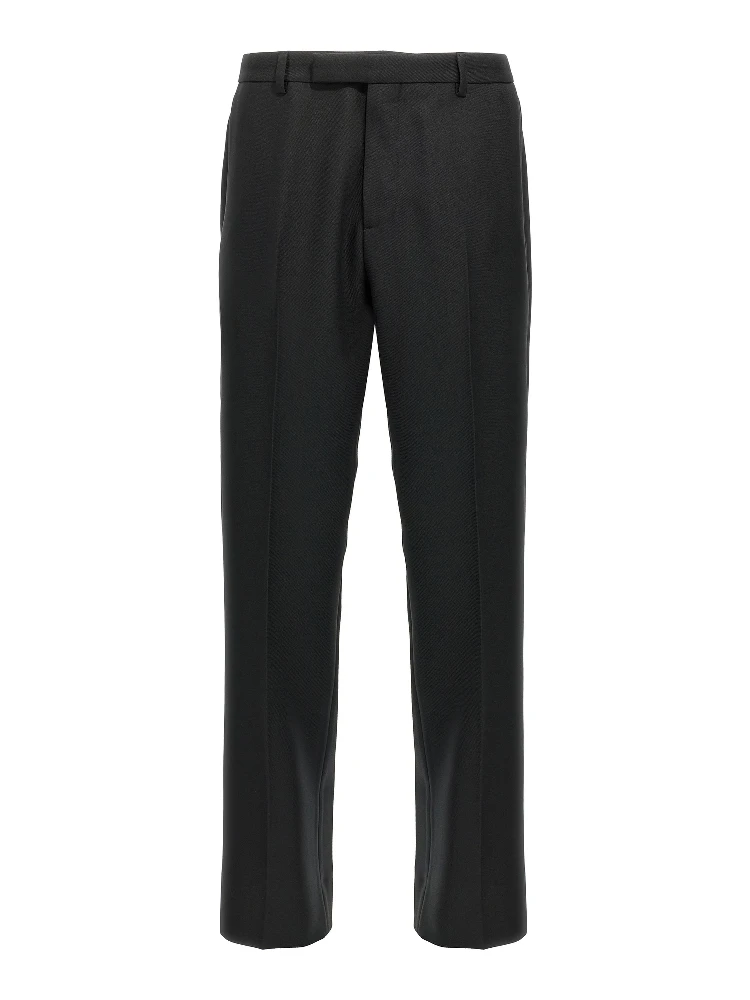 Black Polyester Casual Pants