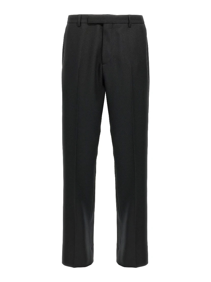 Black Polyester Casual Pants