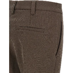 Brown Cotton Casual Pants