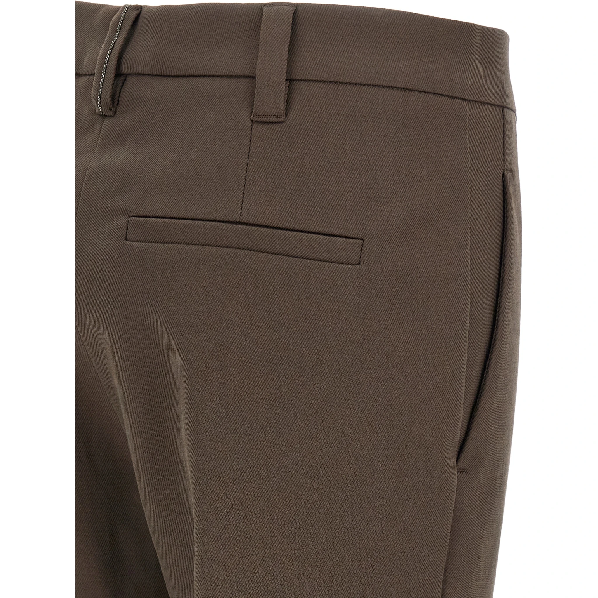 Brown Cotton Casual Pants
