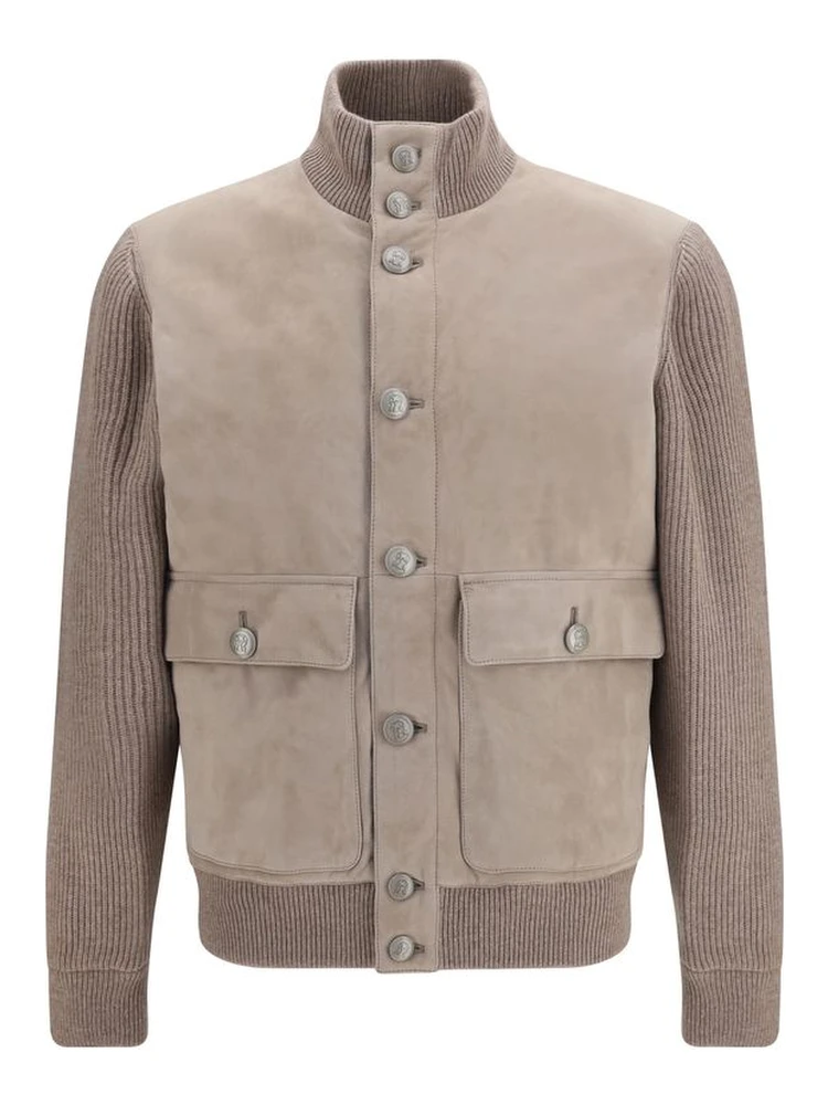Beige Calf Leather Bos Taurus Leather Jacket