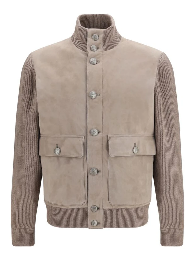 Beige Calf Leather Bos Taurus Leather Jacket