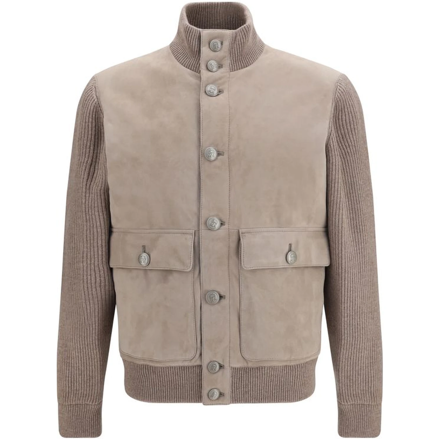 Beige Calf Leather Bos Taurus Leather Jacket