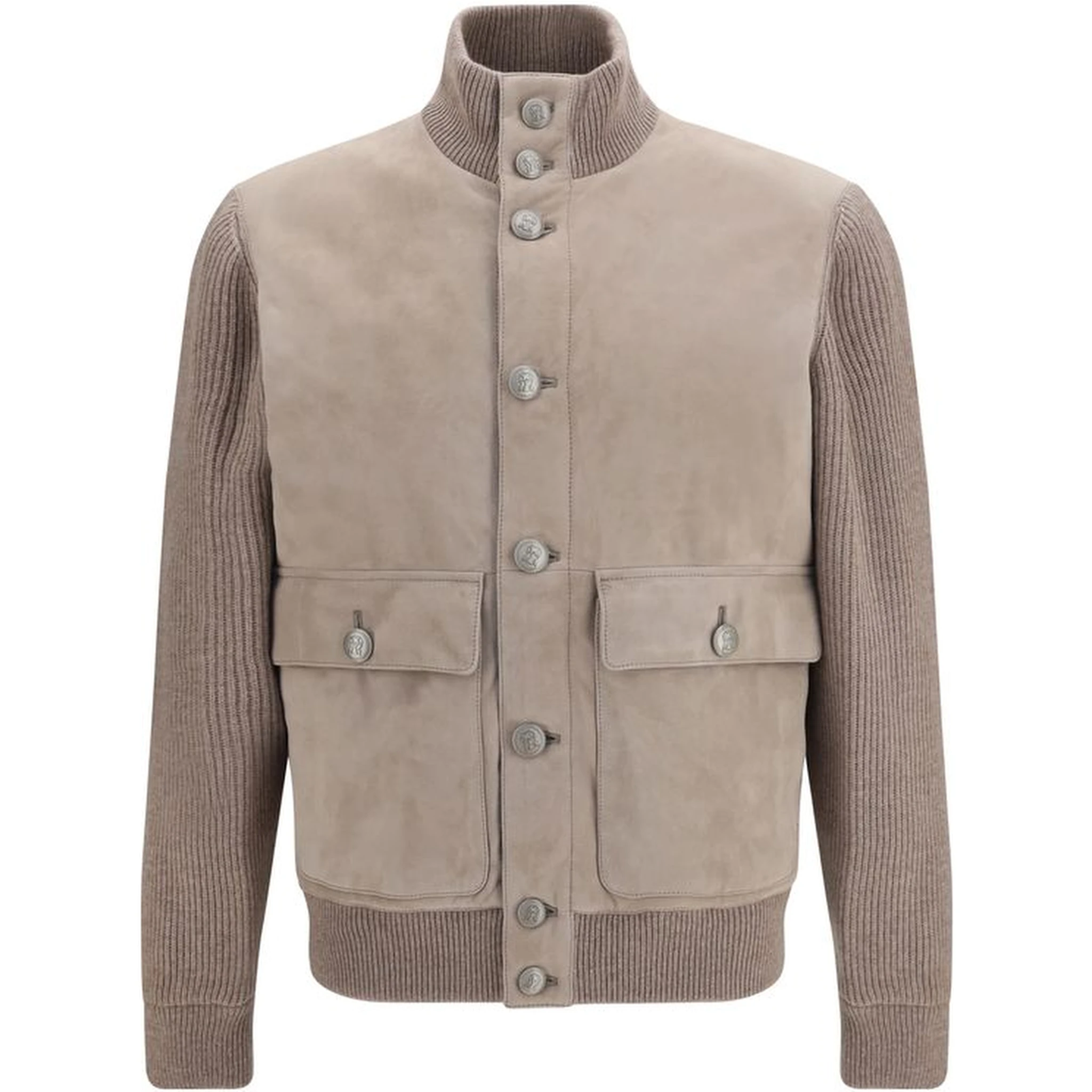 Beige Calf Leather Bos Taurus Leather Jacket