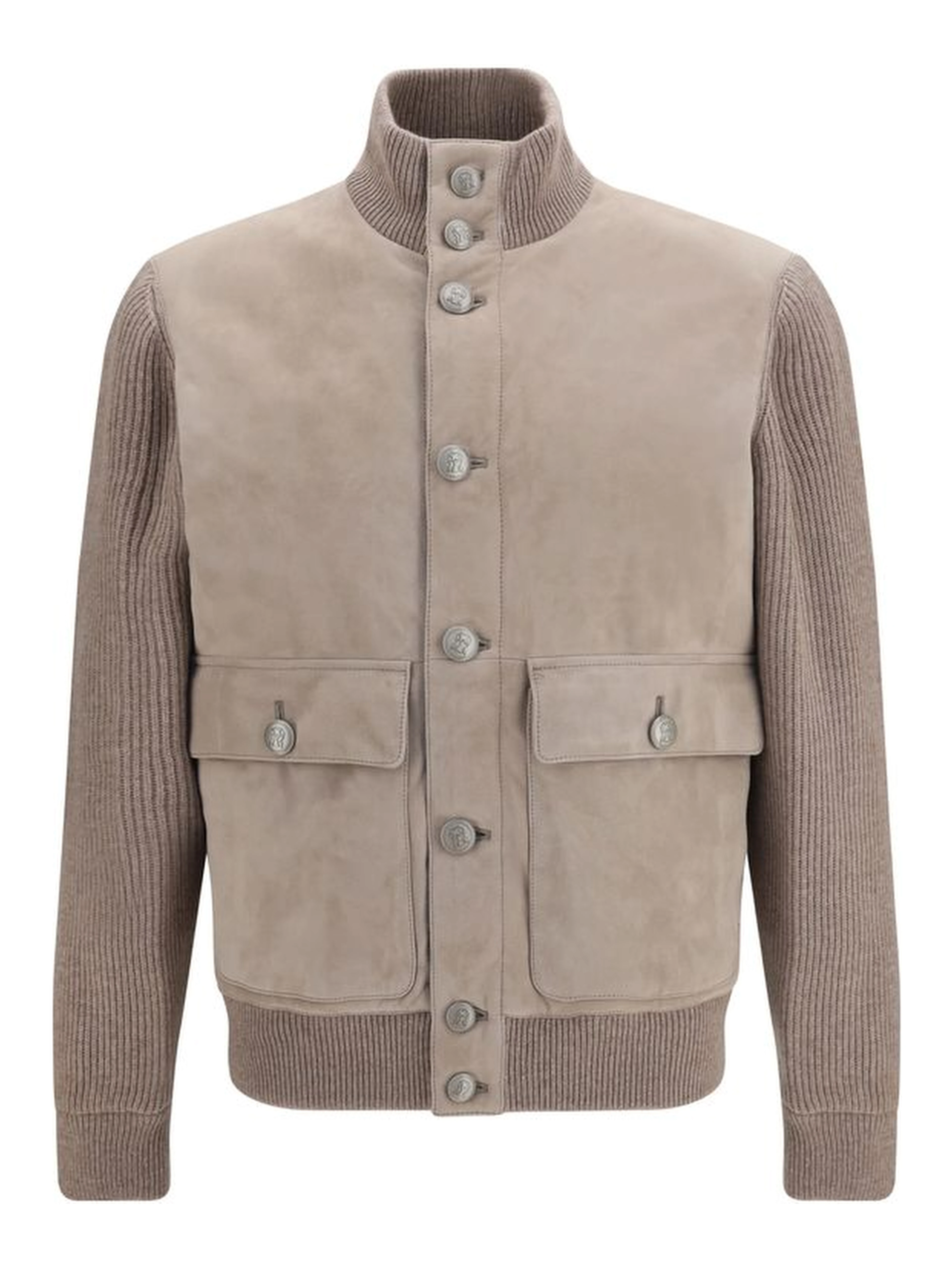 Beige Calf Leather Bos Taurus Leather Jacket