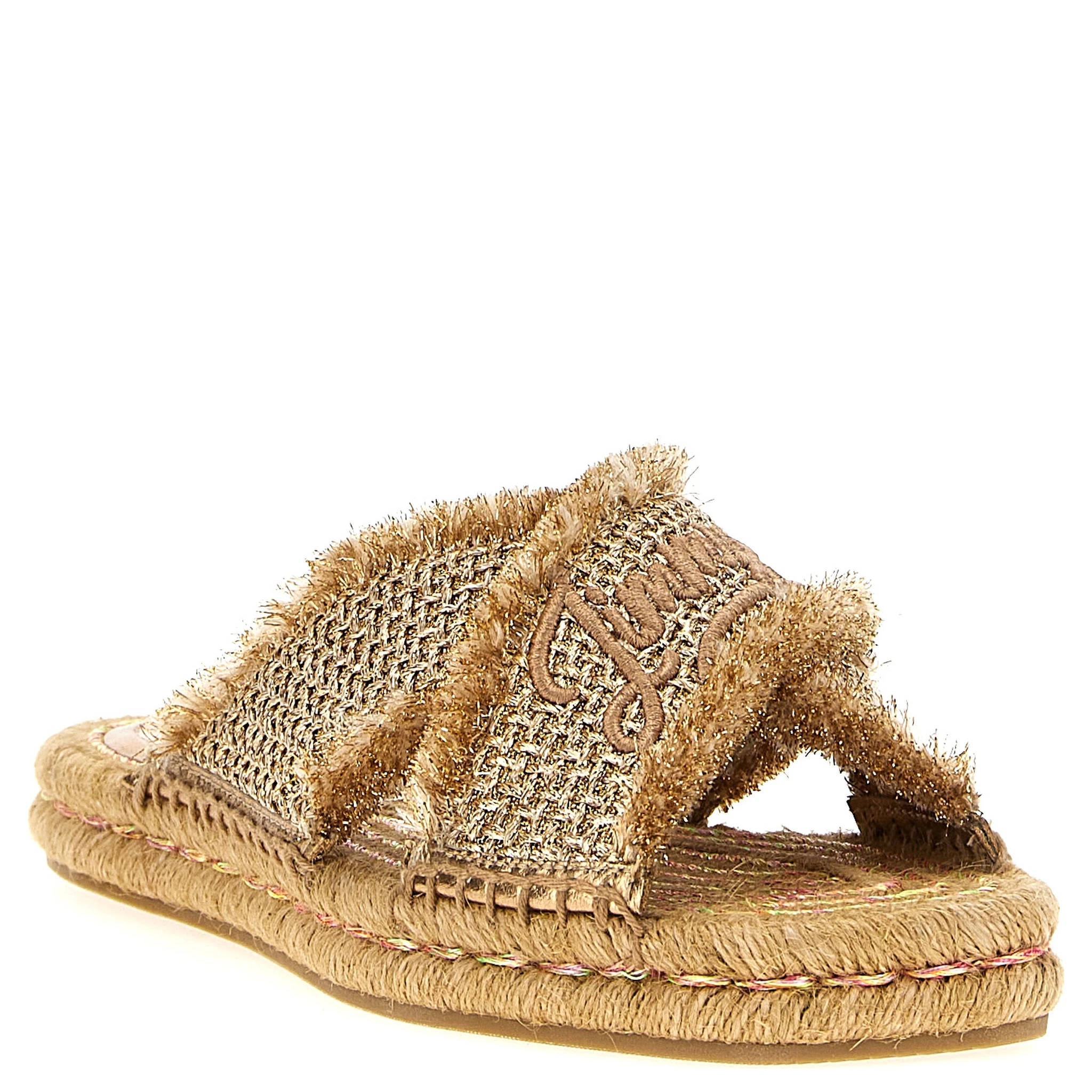 Gold Textile Slides