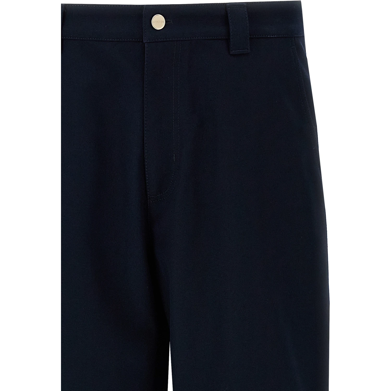 Blue Cotton Casual Pants