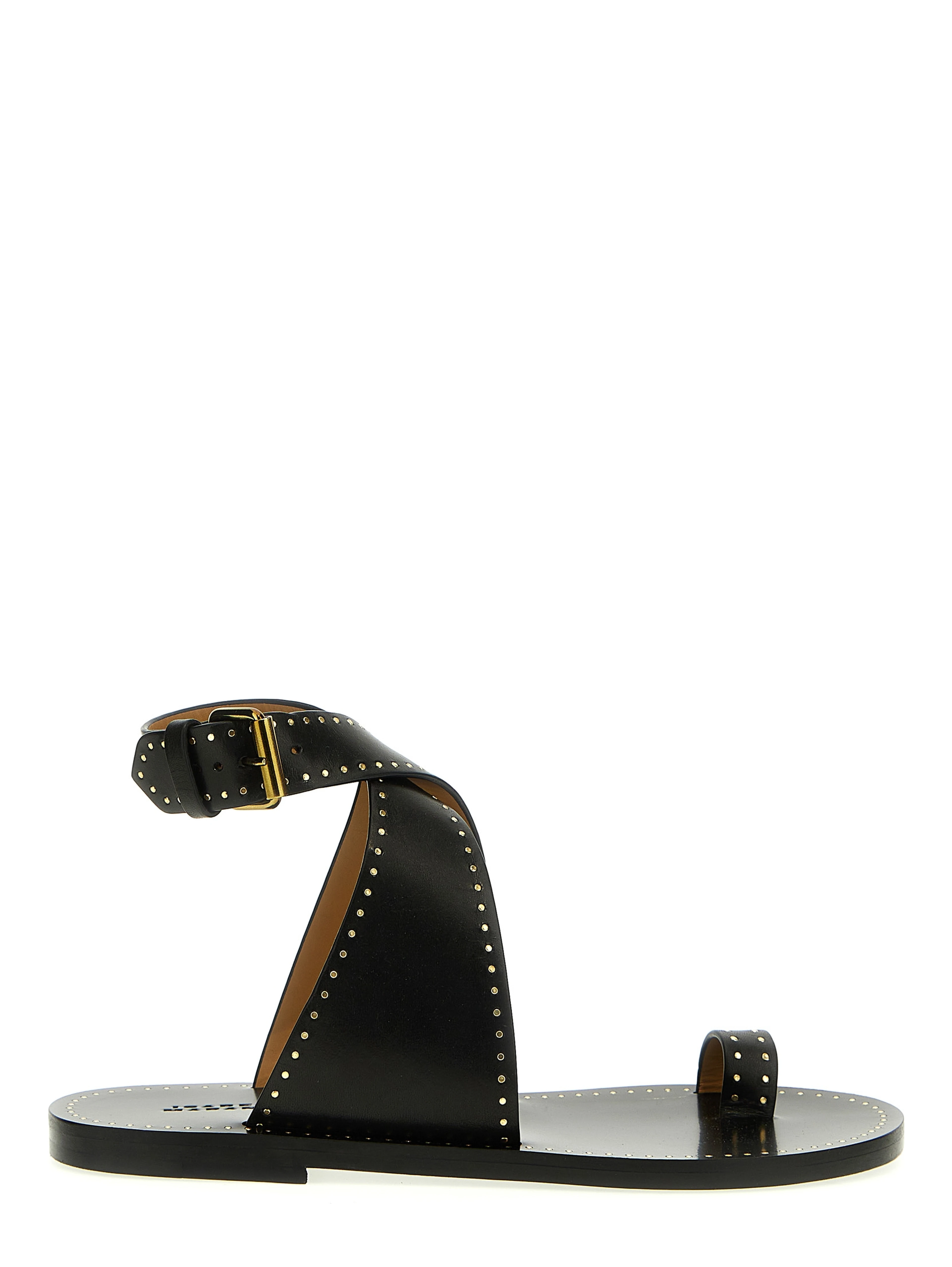 Black Calfskin Flat Sandals