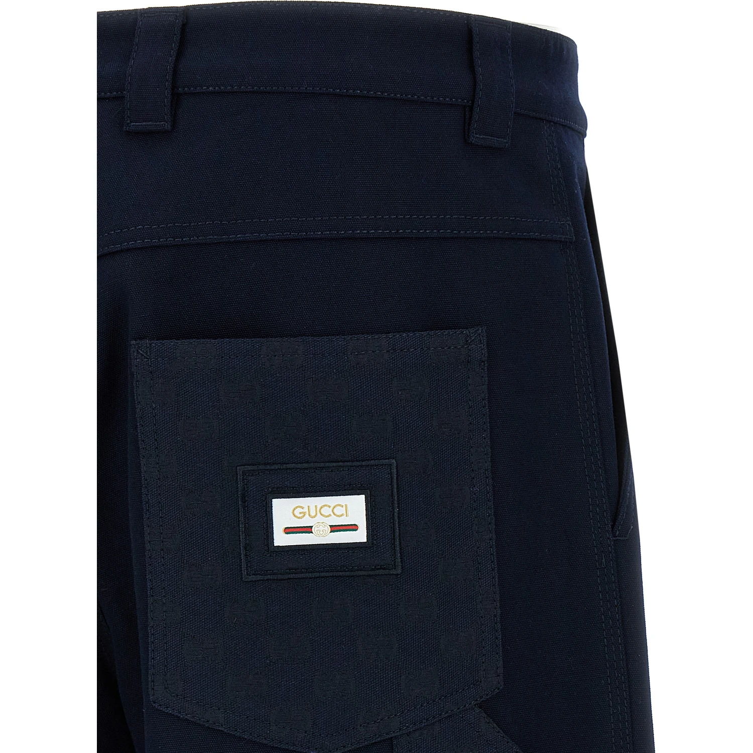 Blue Cotton Casual Pants