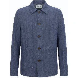 Blue Linen Men's Jacket