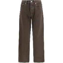 Brown Cotton Relaxed Fit Jeans