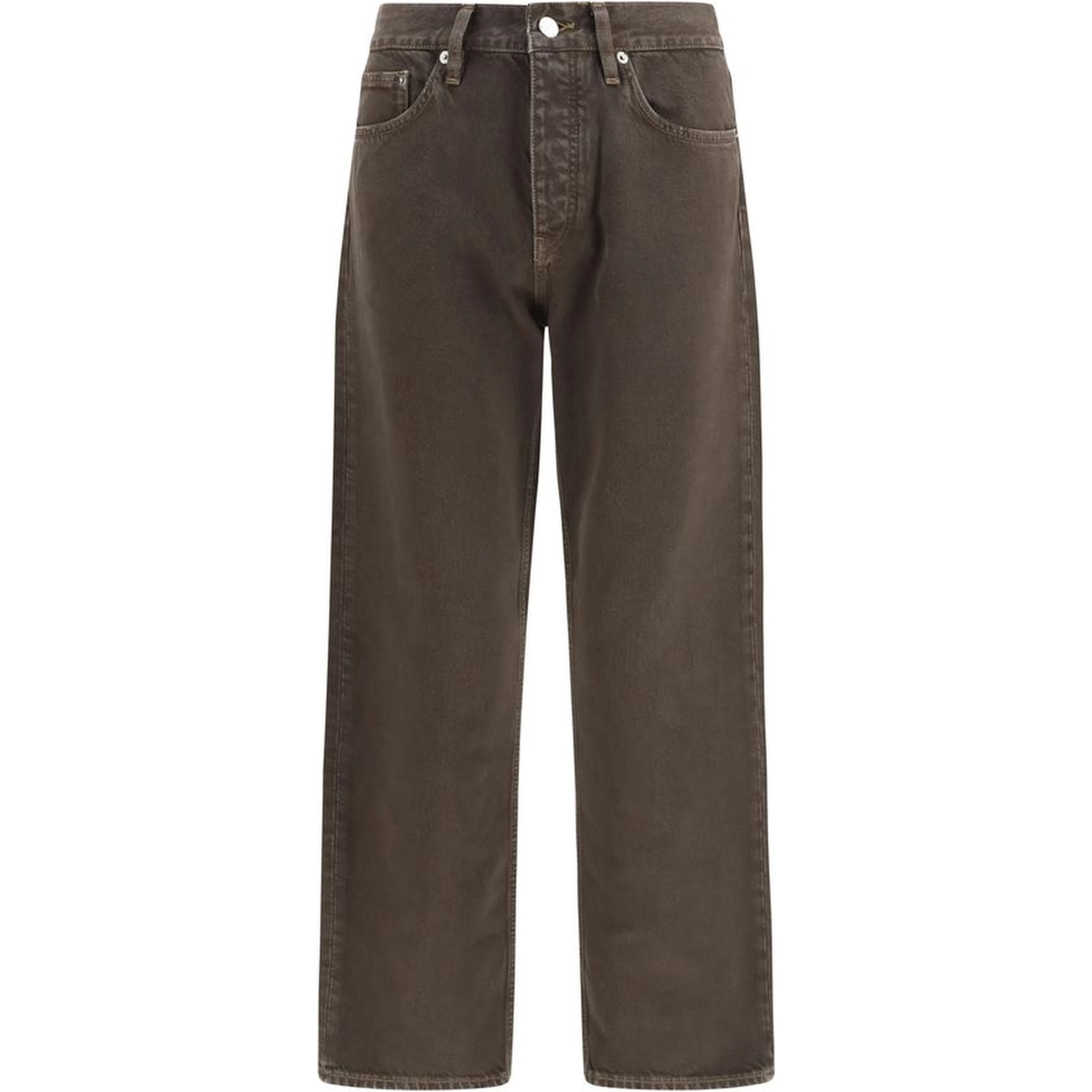 Brown Cotton Relaxed Fit Jeans