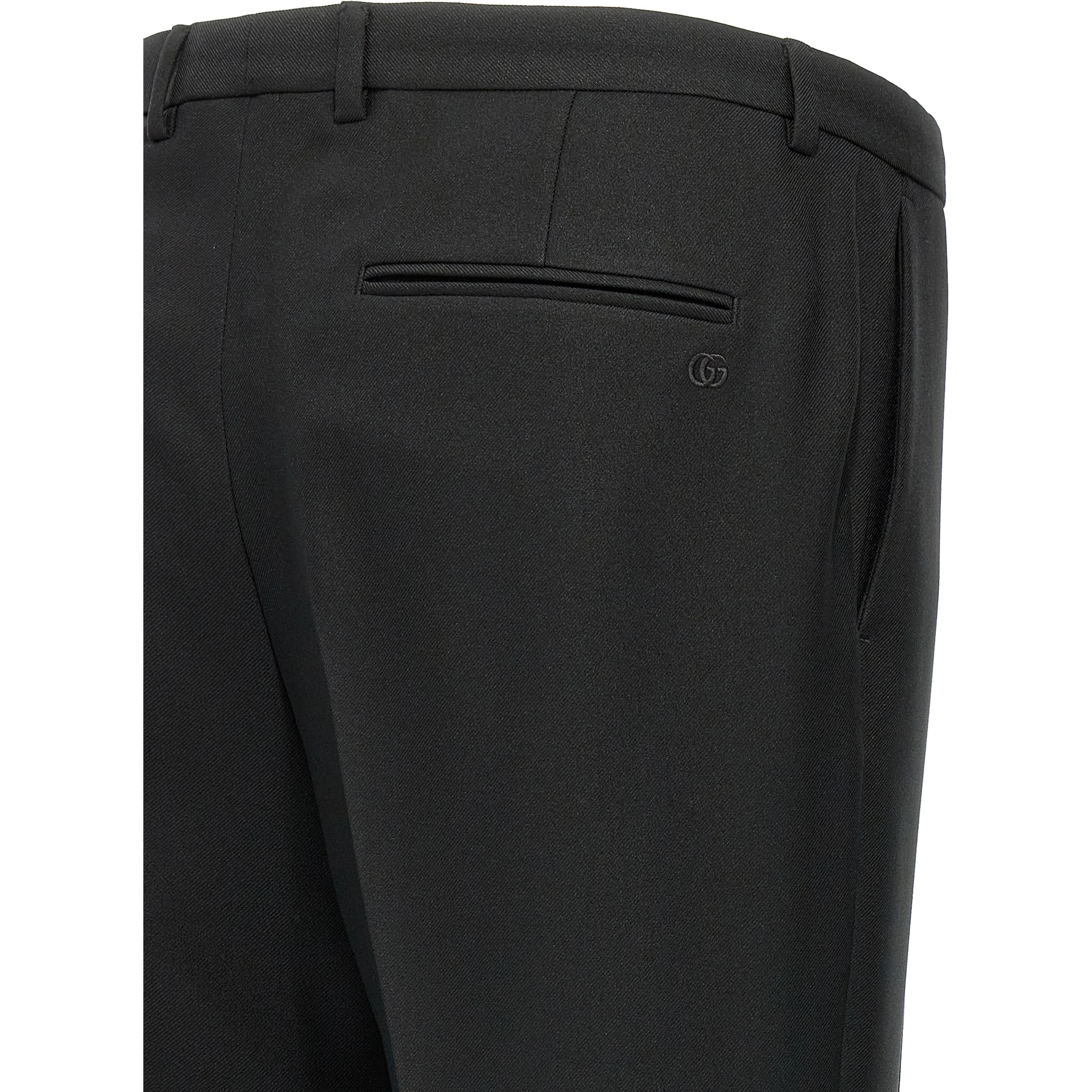 Black Polyester Casual Pants