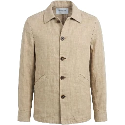 Beige Linen Men Jacket