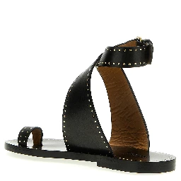 Black Calfskin Flat Sandals