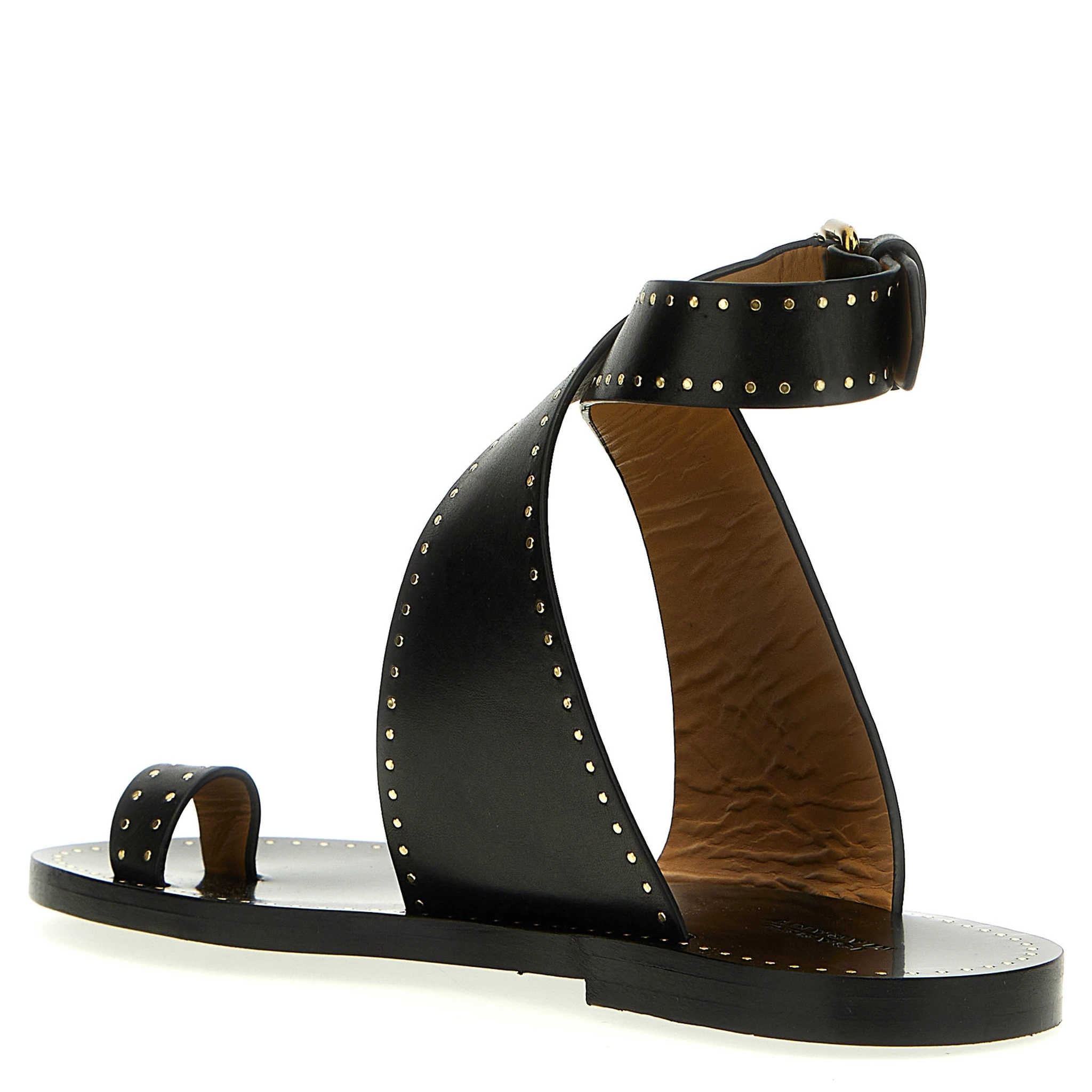 Black Calfskin Flat Sandals