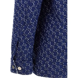 Blue Cotton Biker Jacket