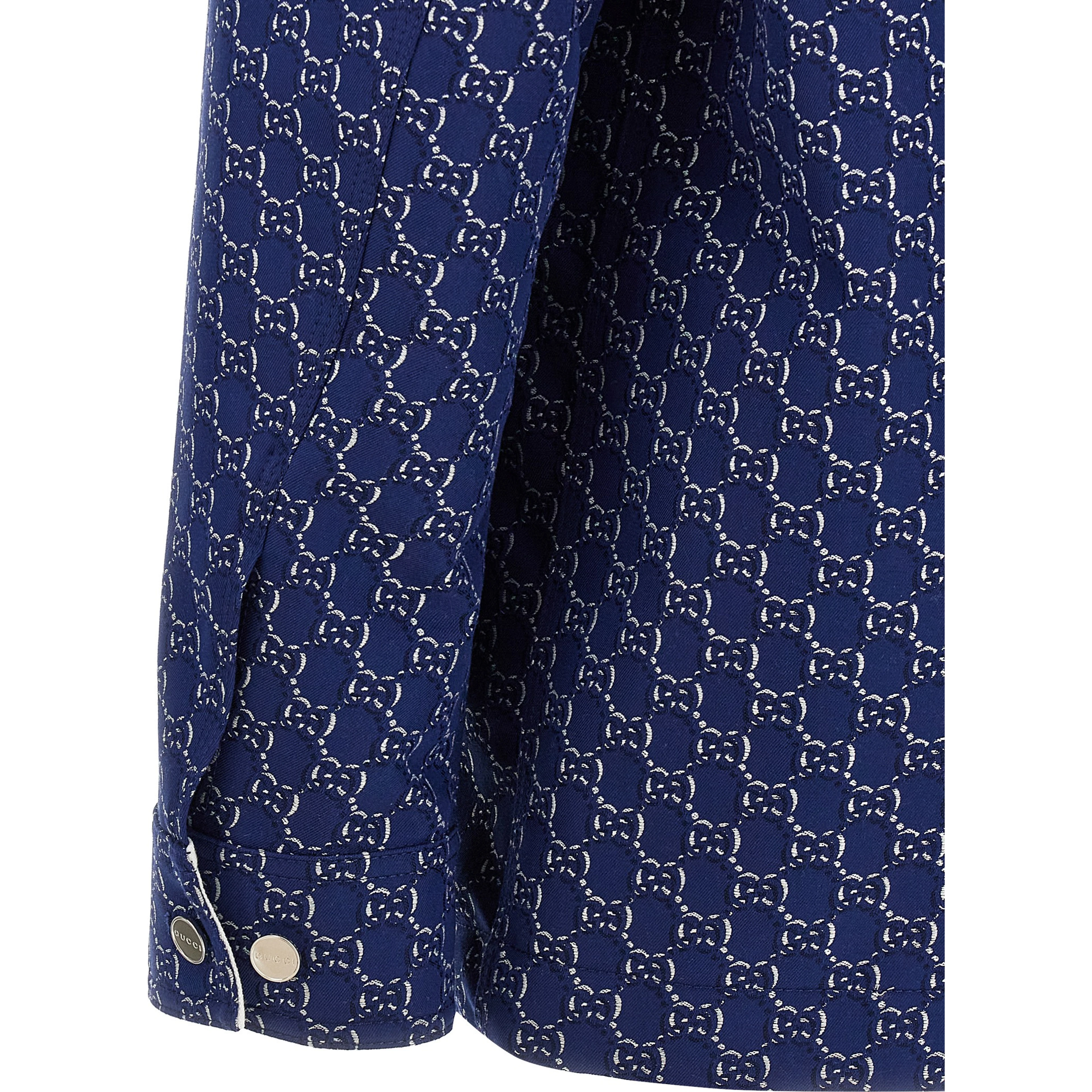 Blue Cotton Biker Jacket