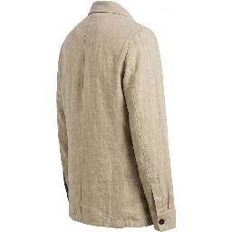 Beige Linen Men Jacket