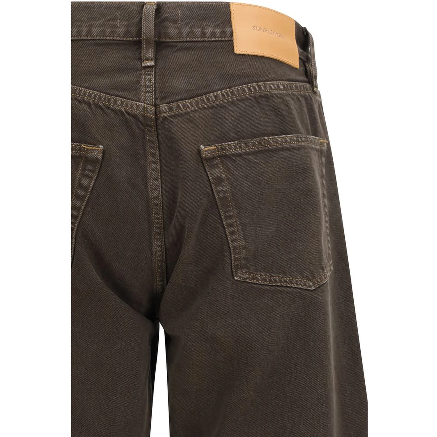 Brown Cotton Relaxed Fit Jeans