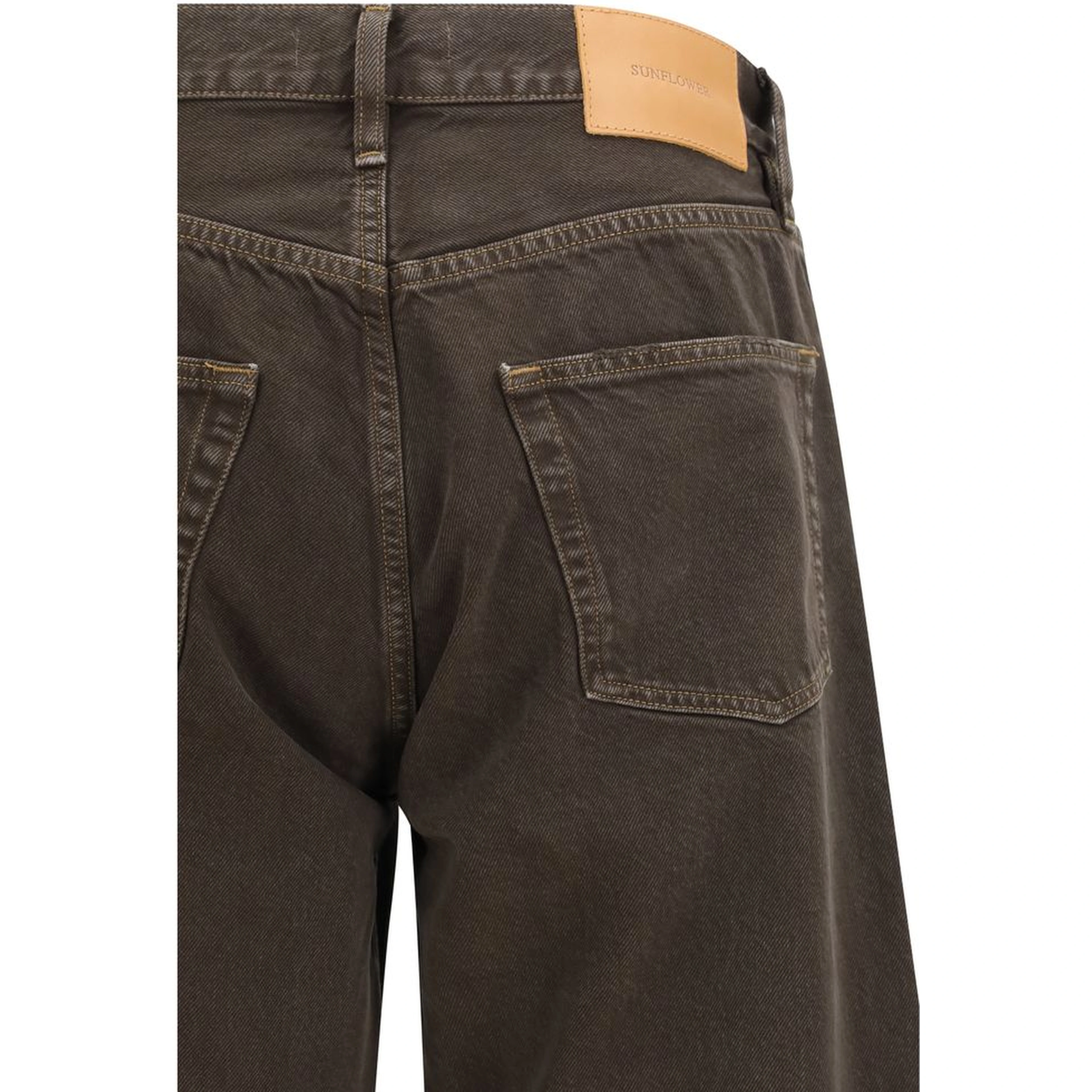Brown Cotton Relaxed Fit Jeans