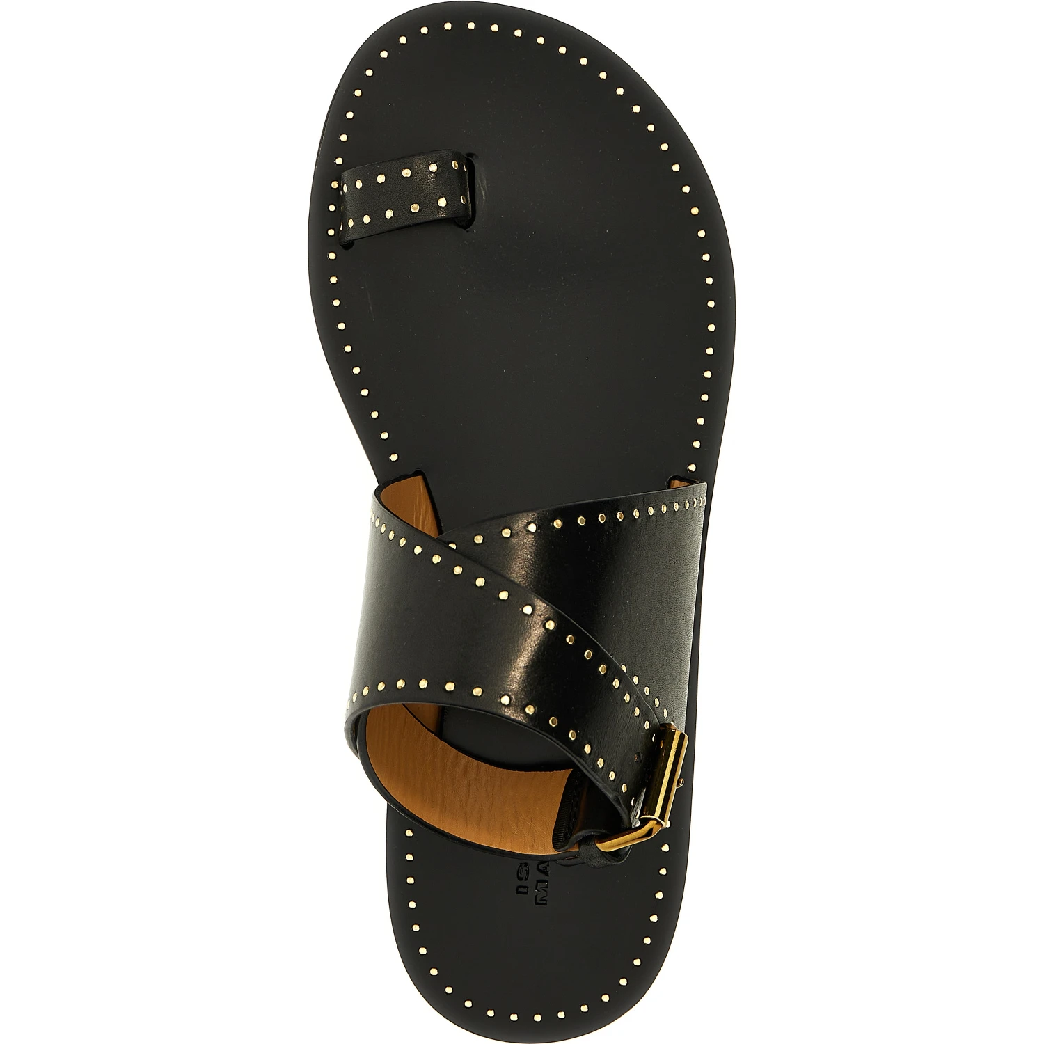 Black Calfskin Flat Sandals