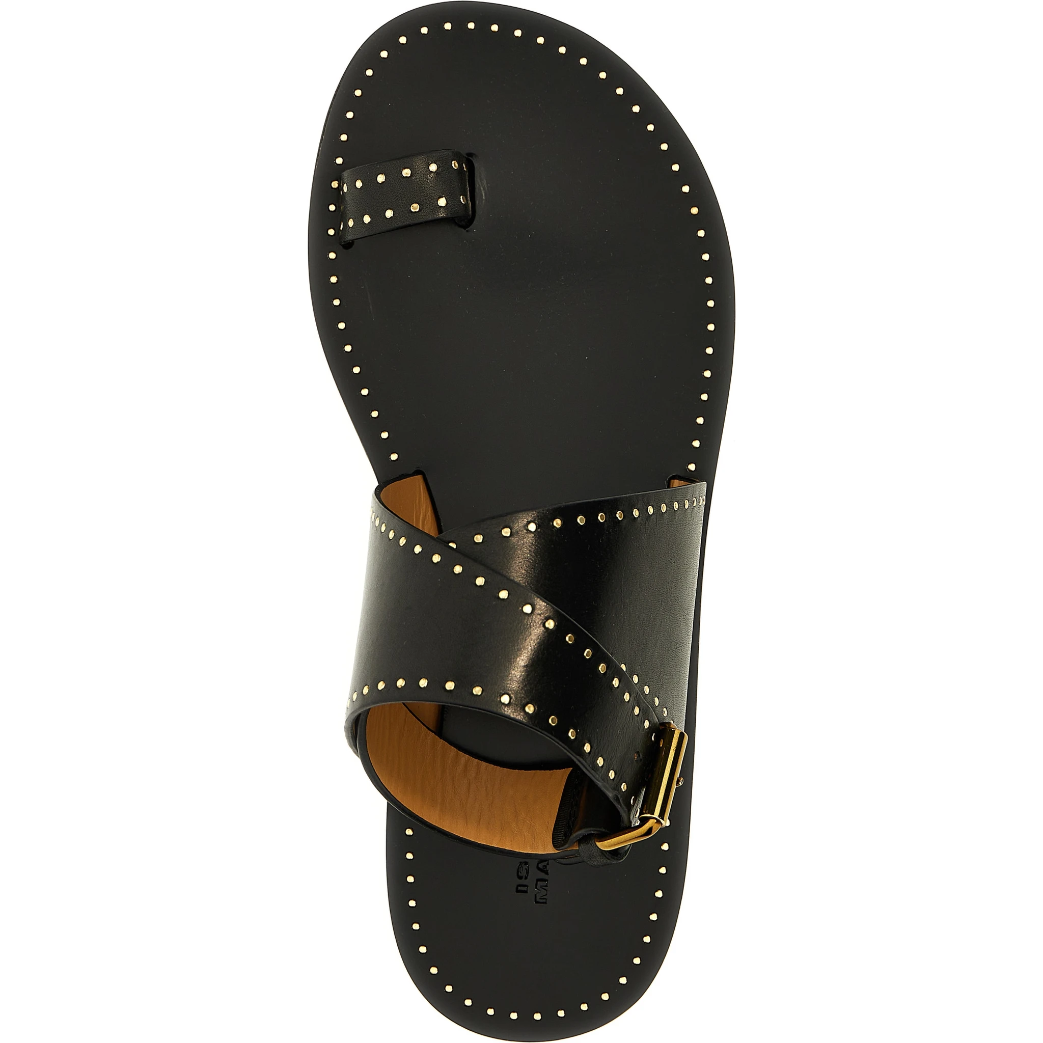 Black Calfskin Flat Sandals
