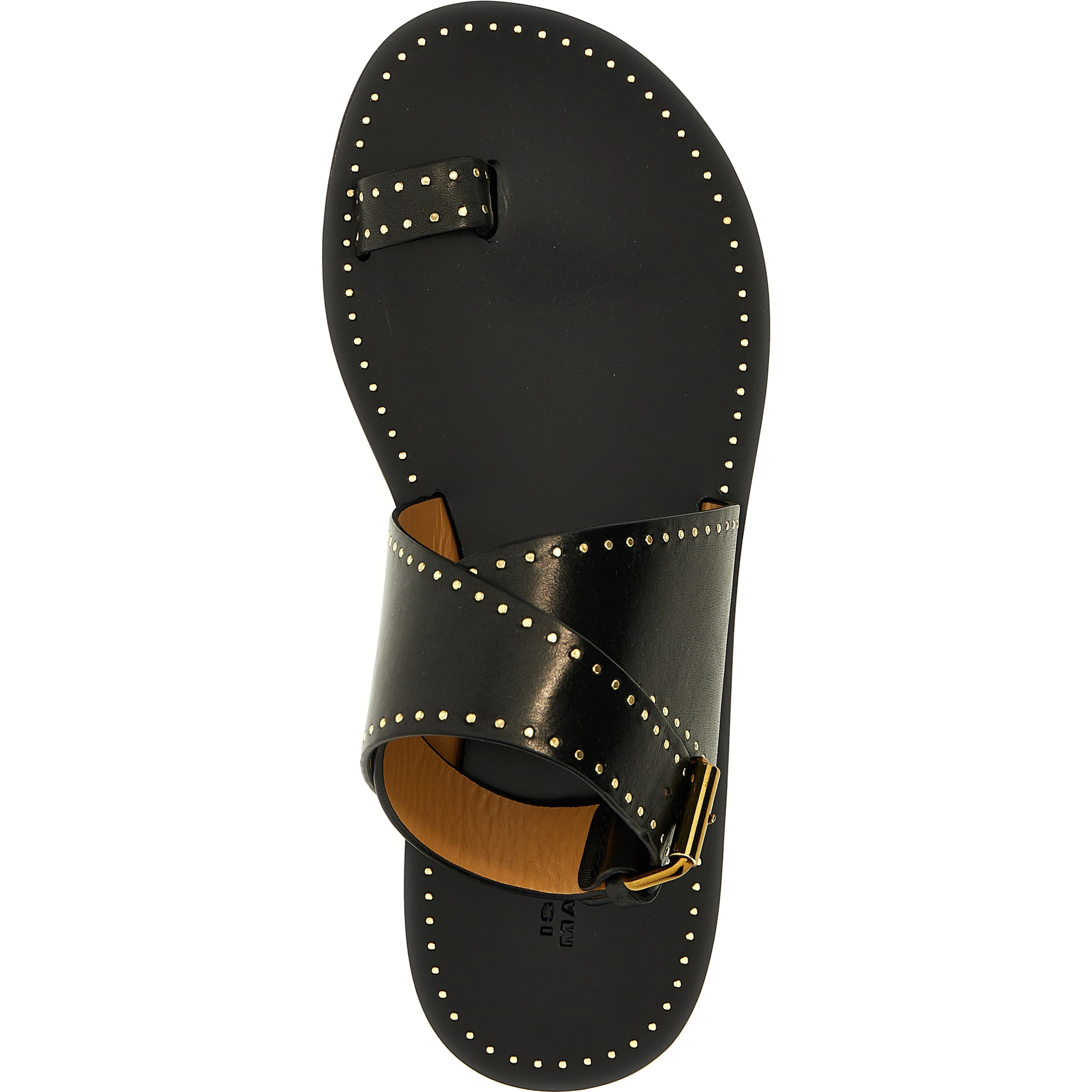 Black Calfskin Flat Sandals
