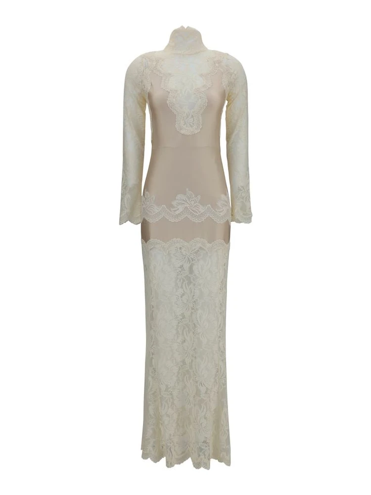 Beige Polyamide Long Dress