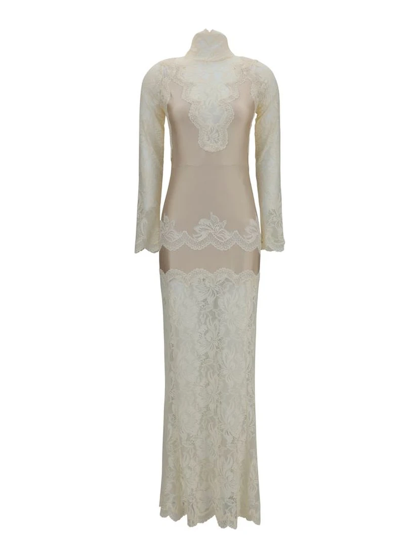 Beige Polyamide Long Dress