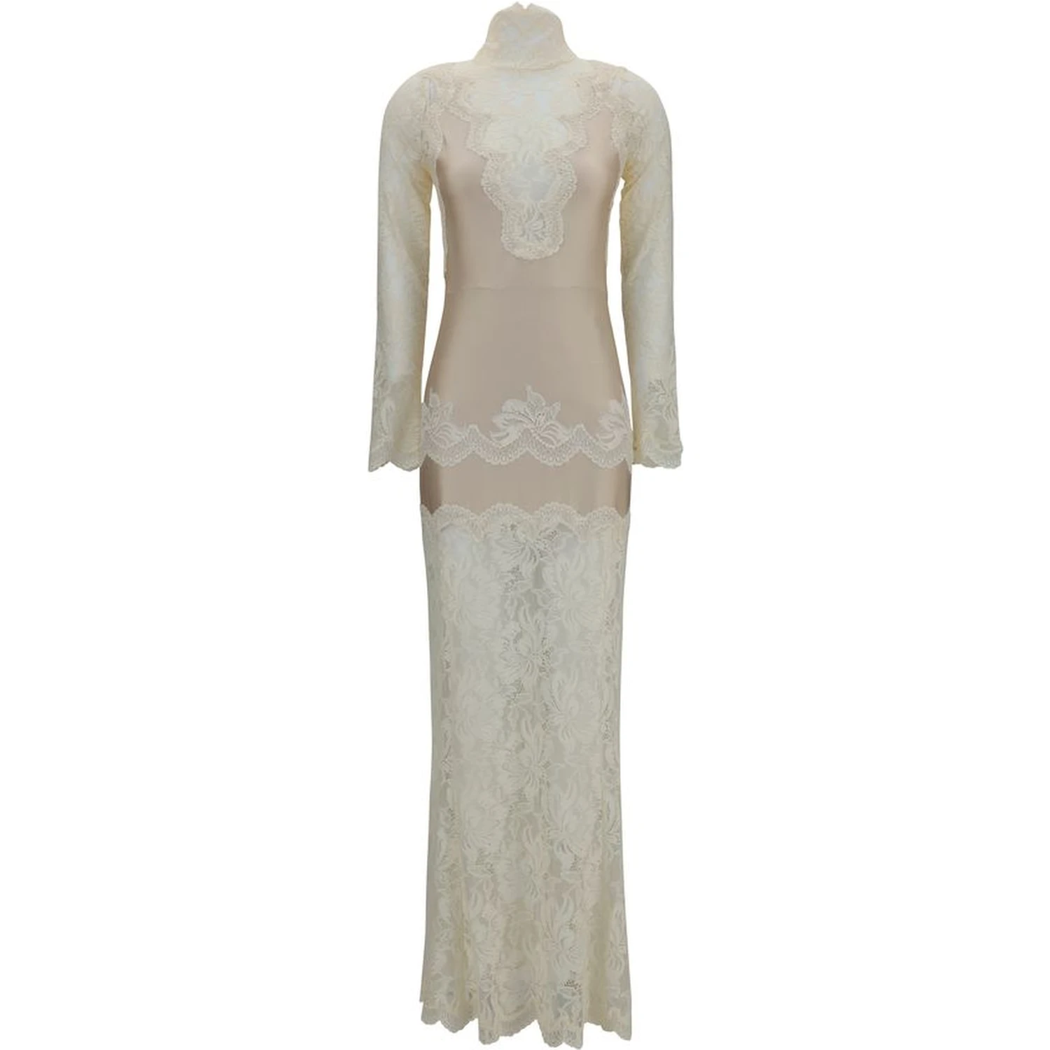 Beige Polyamide Long Dress