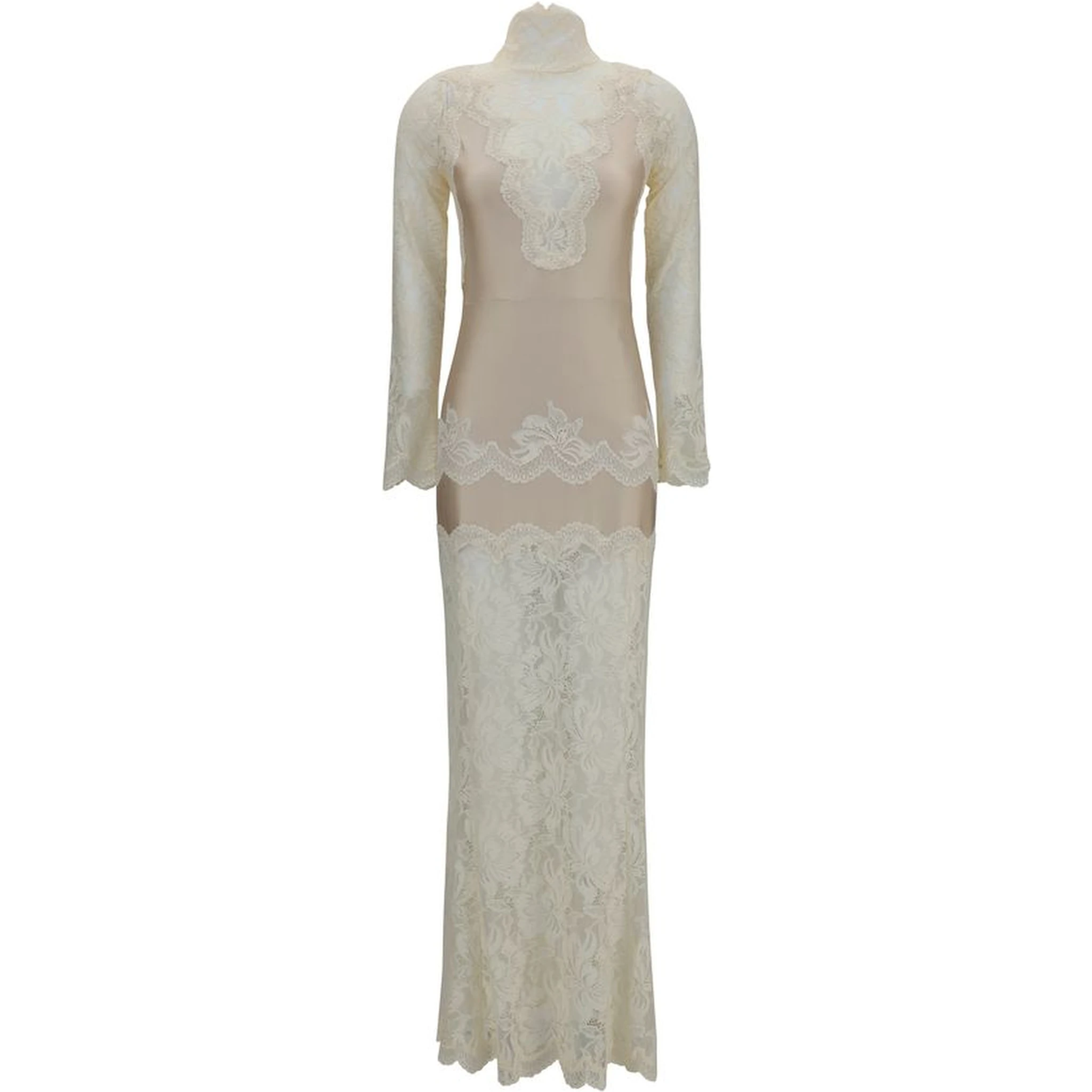 Beige Polyamide Long Dress