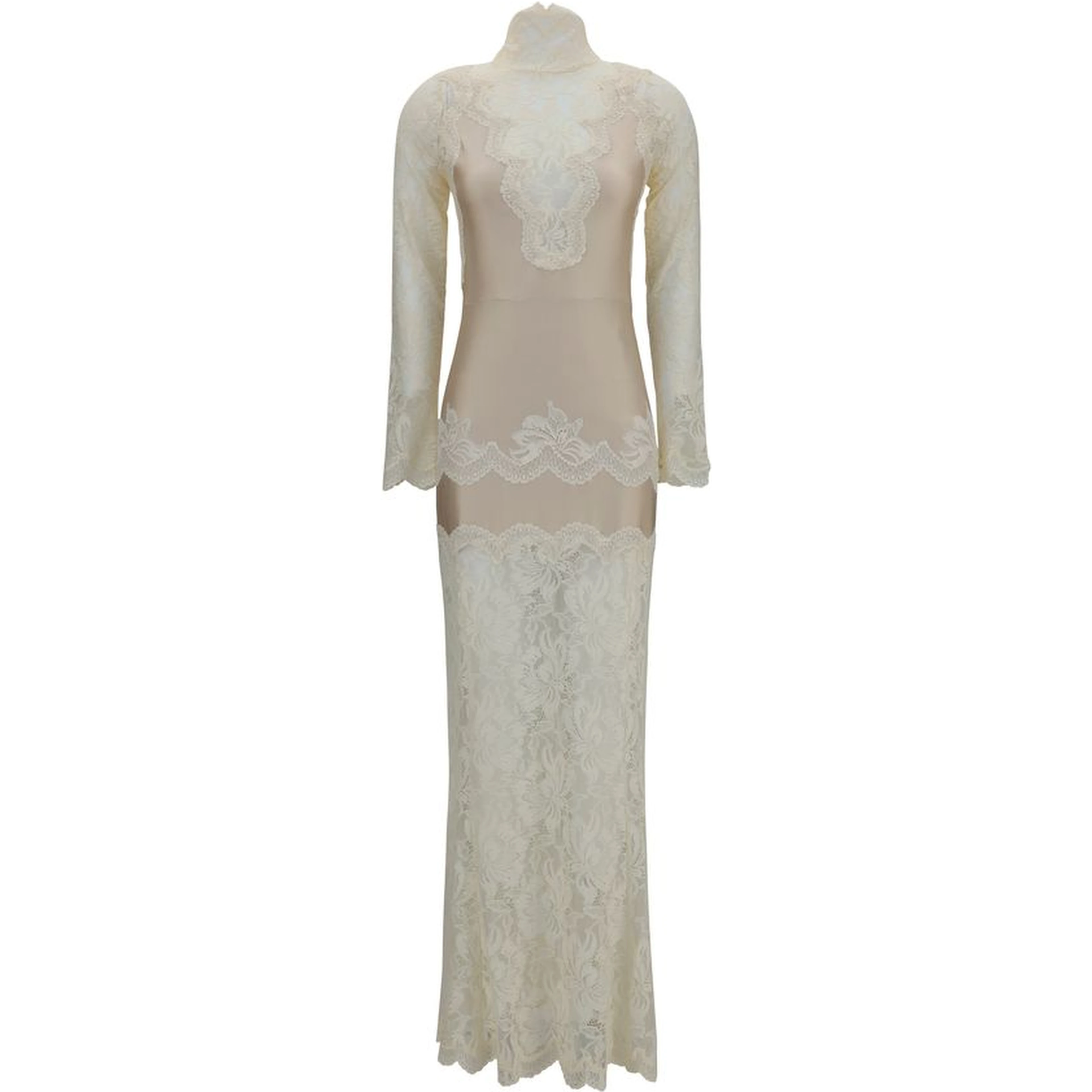 Beige Polyamide Long Dress
