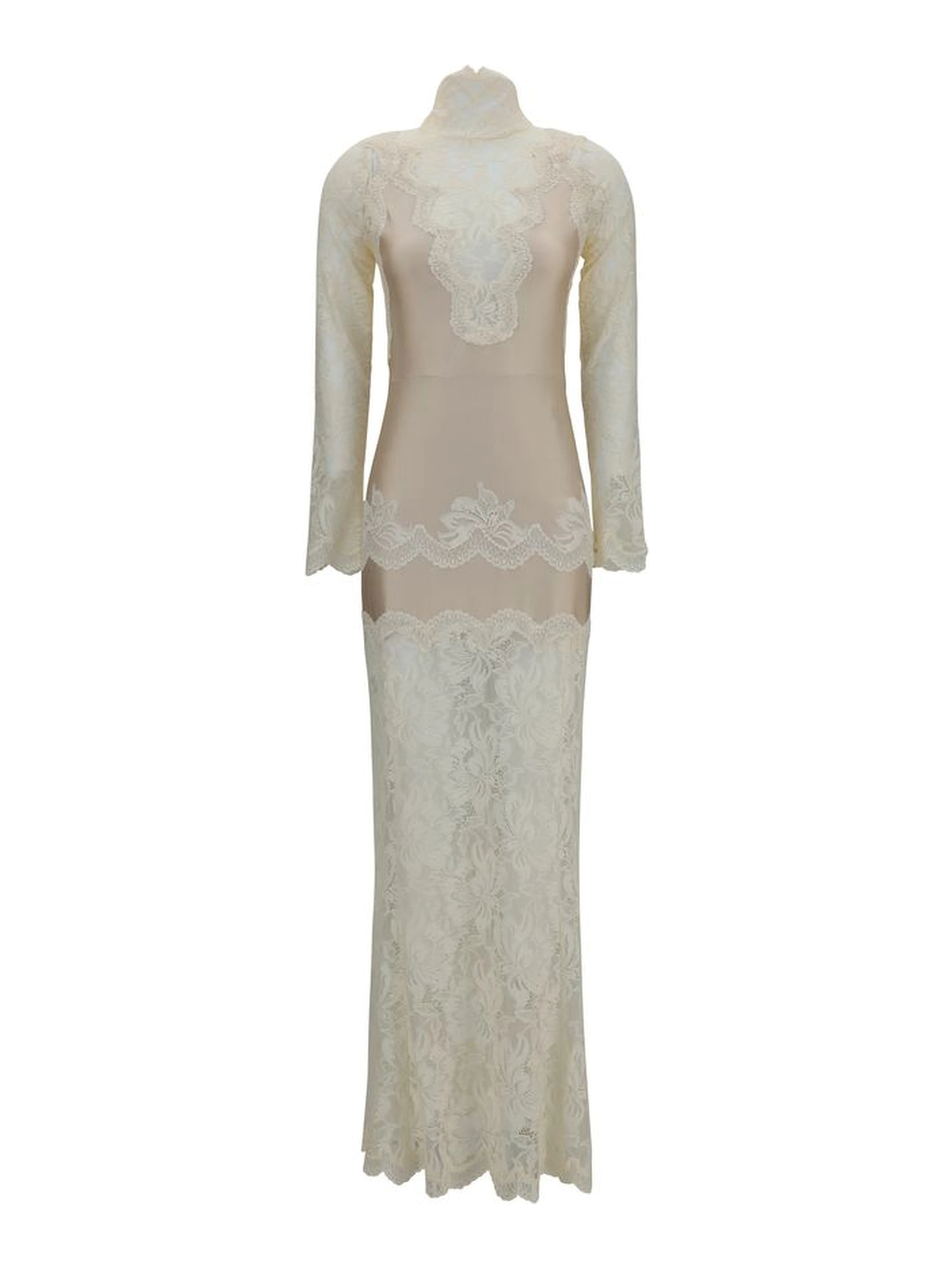Beige Polyamide Long Dress