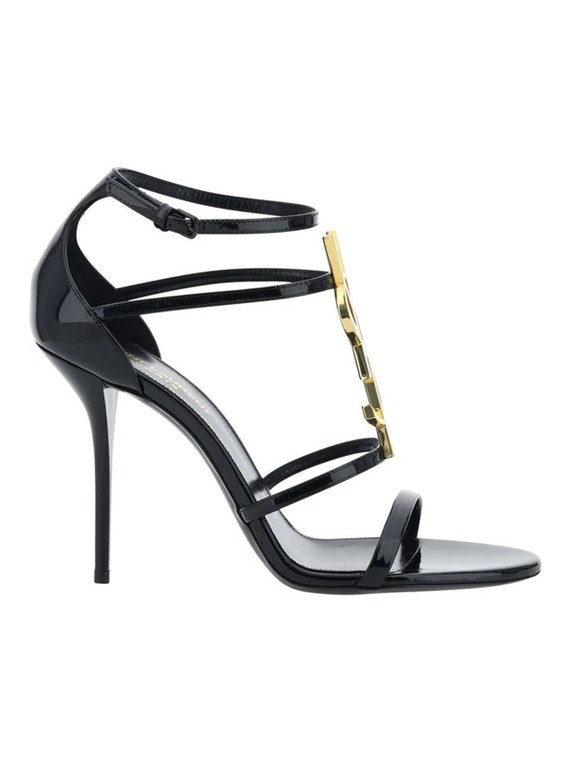 Black Calf Leather Bos Taurus Stiletto Heel Sandals