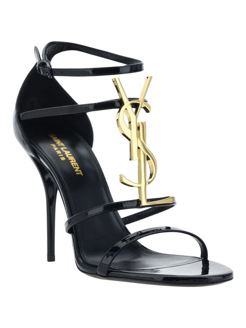Black Calf Leather Bos Taurus Stiletto Heel Sandals