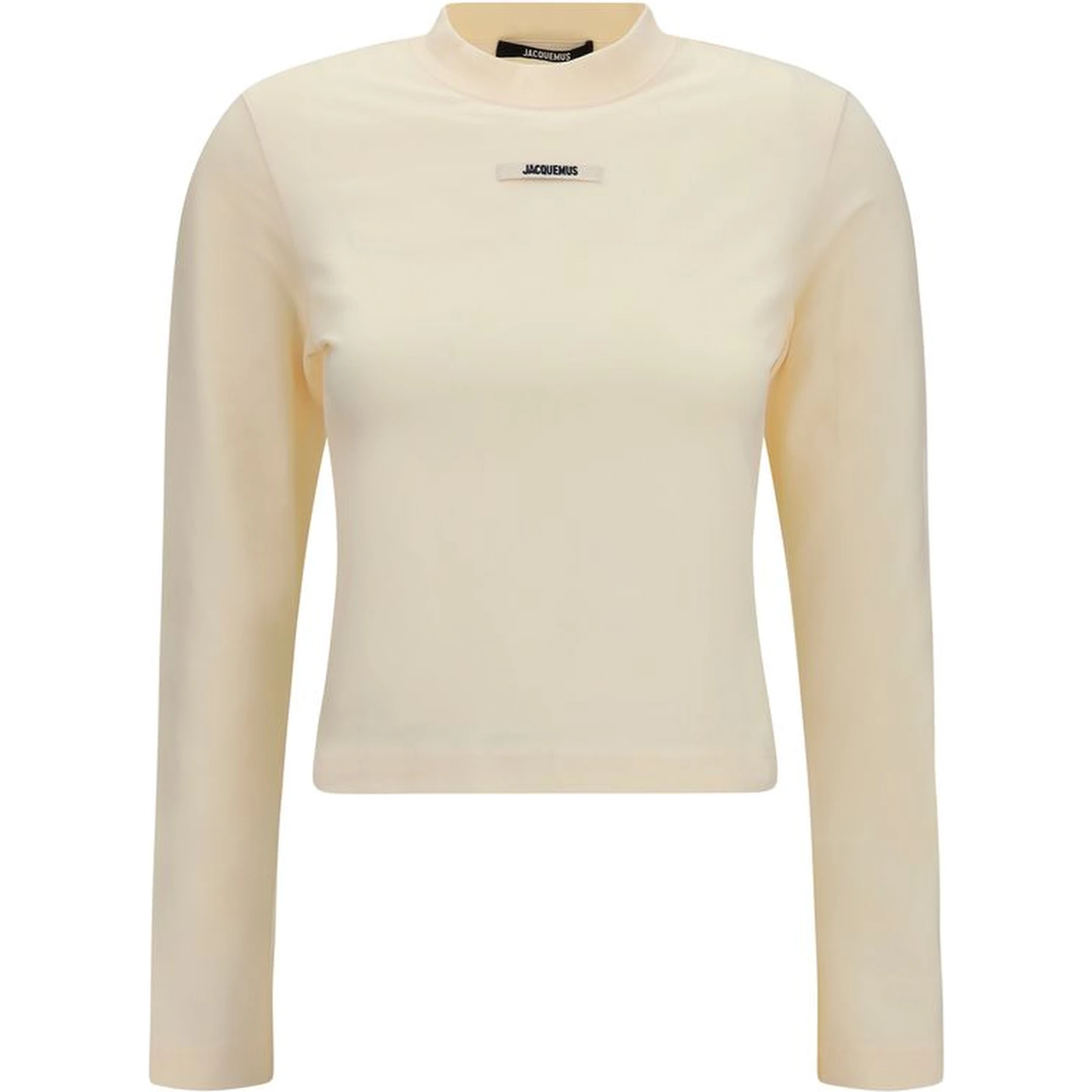 Beige Cotton Long Sleeve T-Shirt