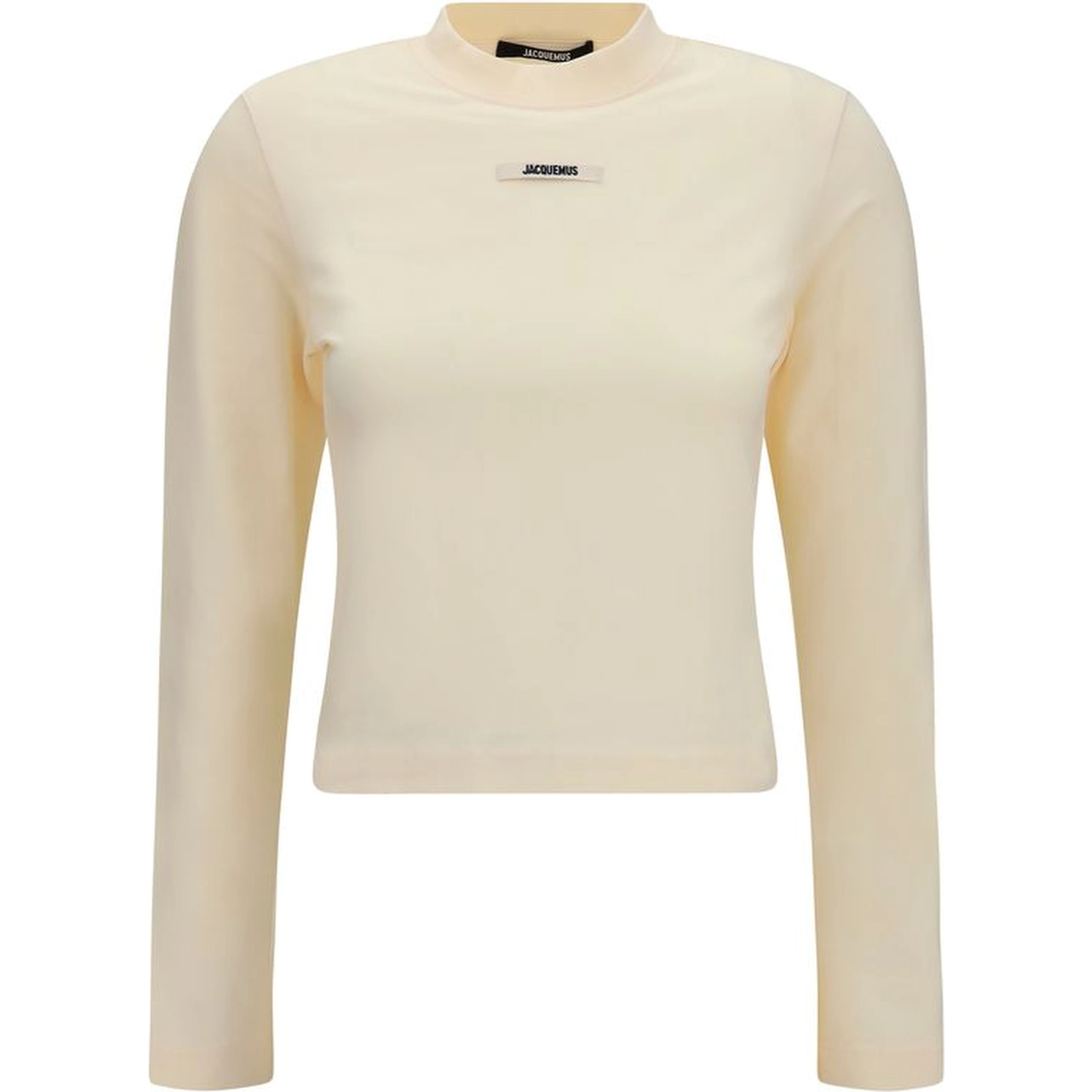 Beige Cotton Long Sleeve T-Shirt