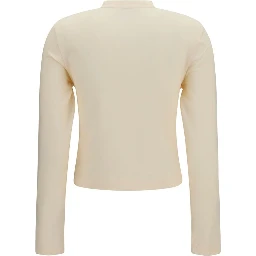 Beige Cotton Long Sleeve T-Shirt